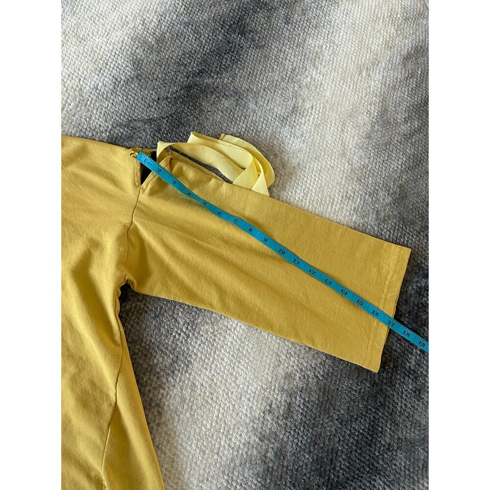 Believe... Floral Embroidered 3/4 Sleeve Cut Out Arm Tie Yellow Sweater Size XL - Picture 8 of 9